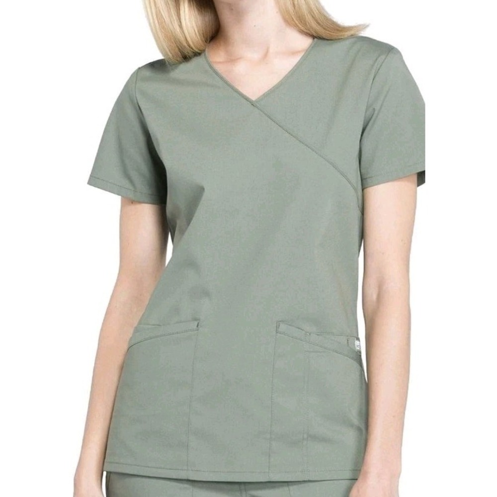 Grey Cherokee Scrubs Workwear Professionals Mock Wrap Top WW655 OLIVE 2XL
